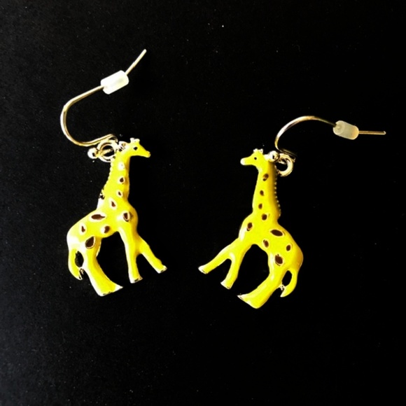 Giraffe Earrings New Yellow Brown Spots Safari - Picture 1 of 7